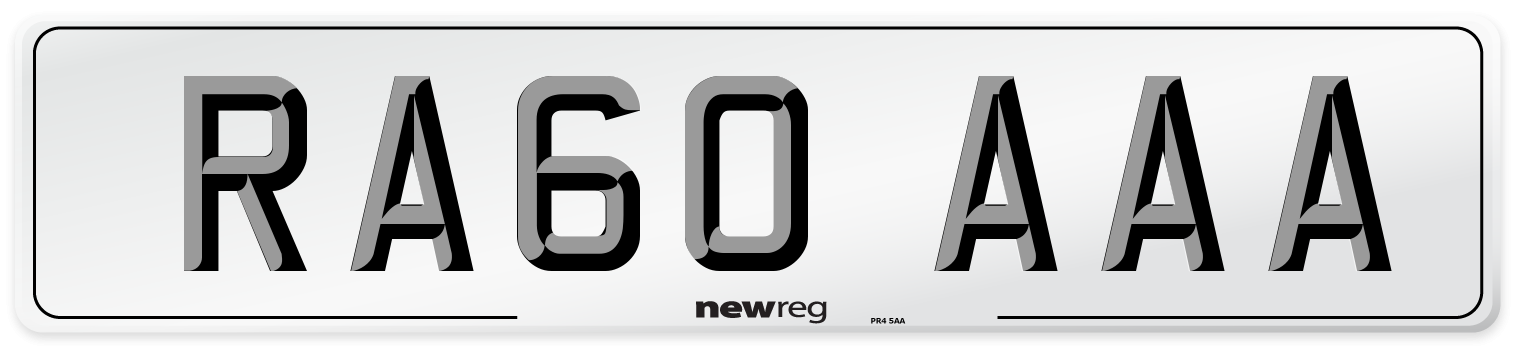 RA60 AAA Number Plate from New Reg